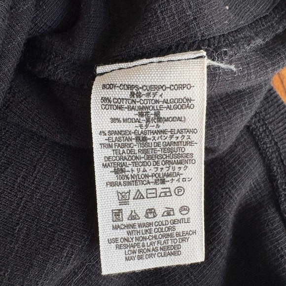 Free People Black Mesh Insert Open Back Tank Top Women's Size Medium - Picture 7 of 7